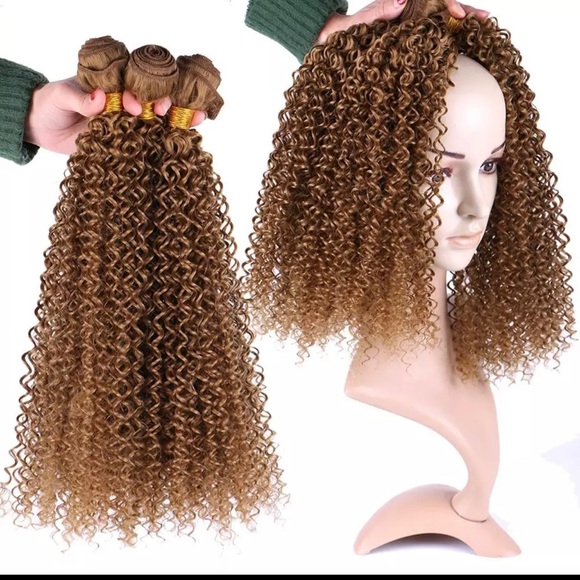 Golden color afro kinky curly synthetic hair - Picture 3 of 3